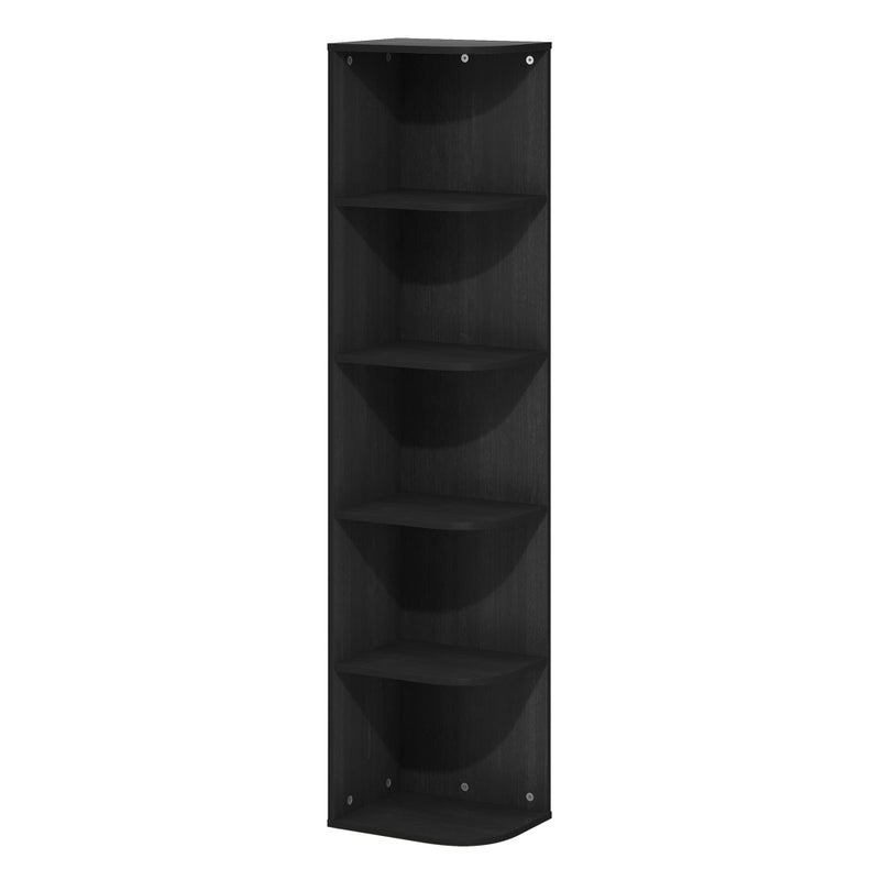 Furinno PASIR Book Shelf, 5-Tier Corner Bookshelf, Open Shelves Bookcase 9.3 x 12 x 51.7, for Living Room, Bedroom, Home Office, Blackwood - Image 2