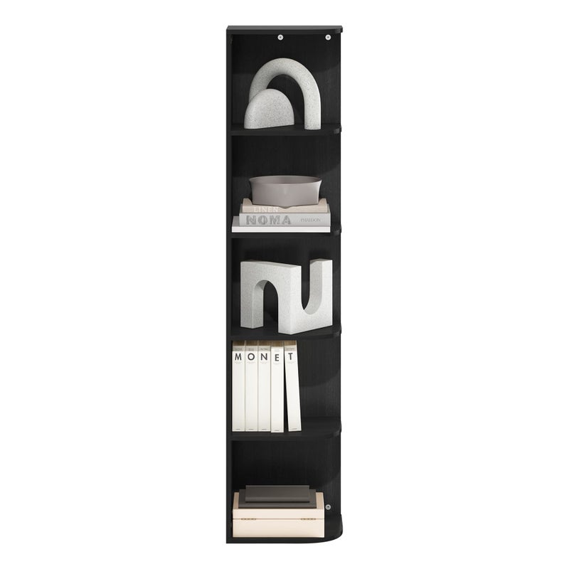 Furinno PASIR Book Shelf, 5-Tier Corner Bookshelf, Open Shelves Bookcase 9.3 x 12 x 51.7, for Living Room, Bedroom, Home Office, Blackwood - Image 5