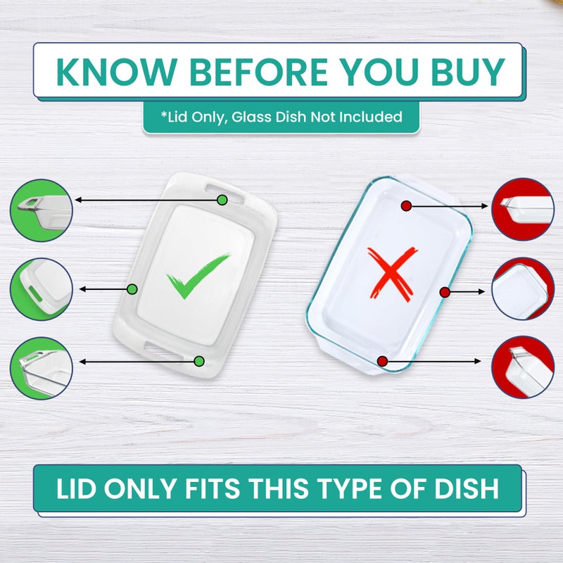 MRX Solutions Replacement Lid fits Pyrex 9x13 C233 Easy Grab Glass Casserole Baking Dish Container with Cut-Out Handles, for 3-Quart Model C-233-PC (Turquoise) - Image 2
