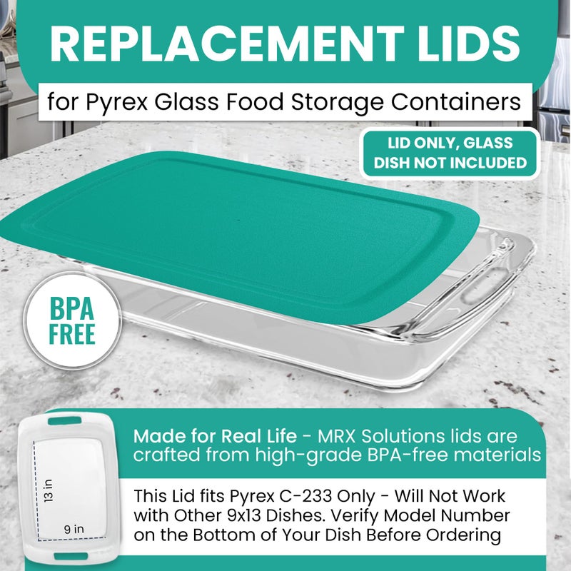 MRX Solutions Replacement Lid fits Pyrex 9x13 C233 Easy Grab Glass Casserole Baking Dish Container with Cut-Out Handles, for 3-Quart Model C-233-PC (Turquoise) - Image 5