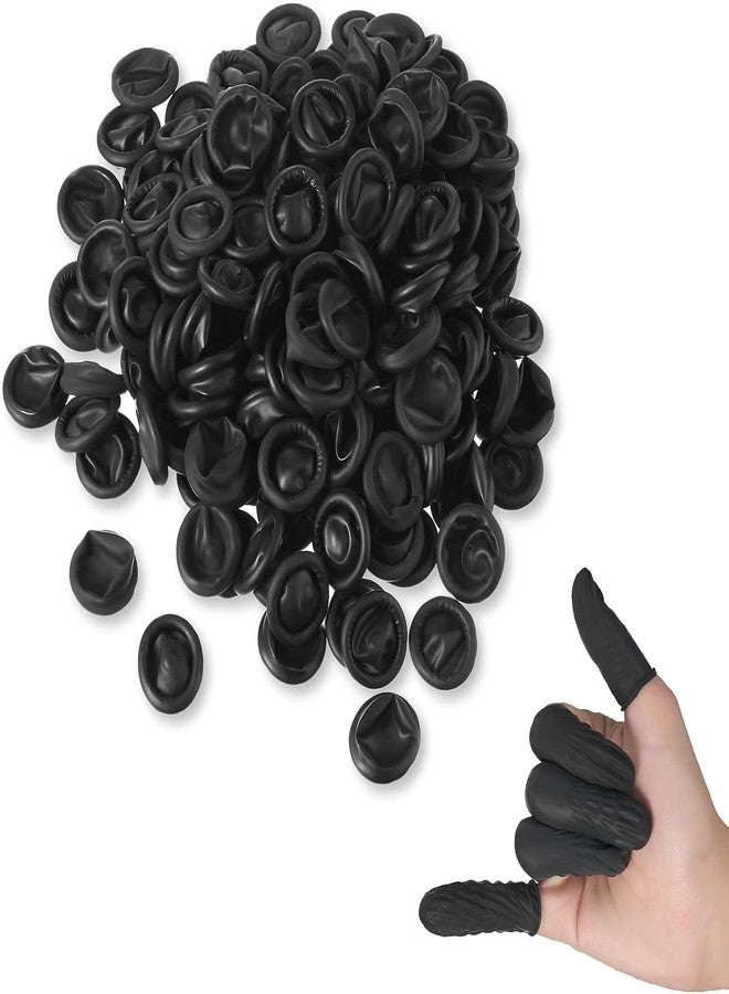 DISHIVA Anti-Static ESD Latex Finger Cots, Reusable Rubber Fingertips Protective Finger Gloves (Black, Pack of 50 Pcs) - Image 1