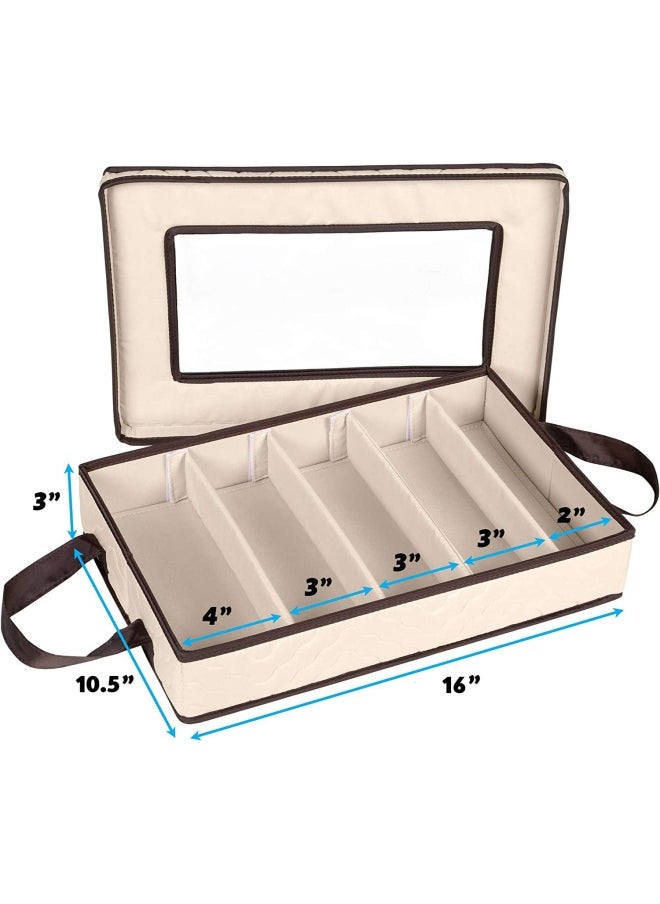 Generic - Flatware Storage Case - Durable 5 Compartment Silverware Storage Container Box with Removable Lid and Easy to Carry Handles - Large Capacity Keeps Your Cutlery Organized & Protected - Image 1