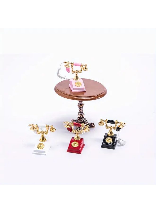 Black Miniature Telephone For Dollhouse Accessories And Shooting Setups Classic Retro Handcrafted Model Craft Decoration - Image 1