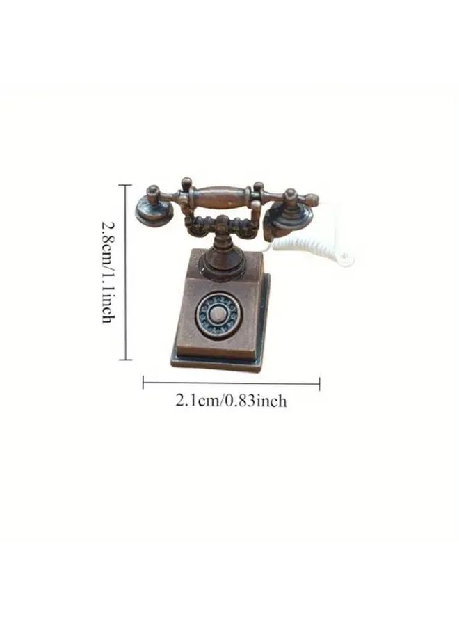 Black Miniature Telephone For Dollhouse Accessories And Shooting Setups Classic Retro Handcrafted Model Craft Decoration - Image 2