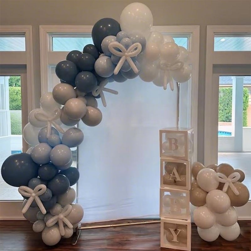 Togvu Dusty Blue Balloons Garland Arch Kit, Haze Blue Sand White Balloon Arch Kit, Pastel Blue Beige Balloon for Baby Shower Gender Reveal Birthday Engagement Wedding Bridal Shower Party Decorations - Image 5