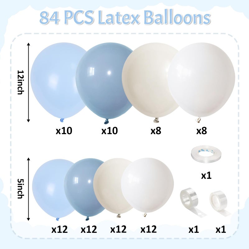 Togvu Dusty Blue Balloons Garland Arch Kit, Haze Blue Sand White Balloon Arch Kit, Pastel Blue Beige Balloon for Baby Shower Gender Reveal Birthday Engagement Wedding Bridal Shower Party Decorations - Image 2