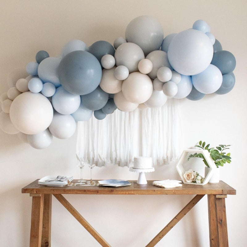 Togvu Dusty Blue Balloons Garland Arch Kit, Haze Blue Sand White Balloon Arch Kit, Pastel Blue Beige Balloon for Baby Shower Gender Reveal Birthday Engagement Wedding Bridal Shower Party Decorations - Image 3