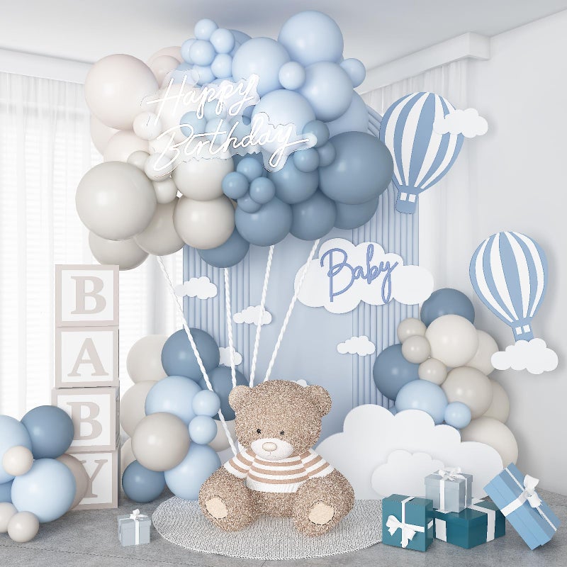 Togvu Dusty Blue Balloons Garland Arch Kit, Haze Blue Sand White Balloon Arch Kit, Pastel Blue Beige Balloon for Baby Shower Gender Reveal Birthday Engagement Wedding Bridal Shower Party Decorations - Image 4