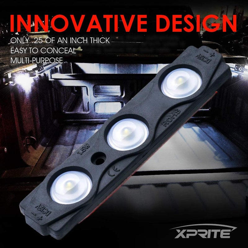 Xprite White Truck Pickup Bed Light Kit, 24 Led Cargo Rock Lighting Kits w/Switch for Van Off-Road Under Car, Side Marker, Foot Wells, Rail Lights - 8 PCS - Image 2
