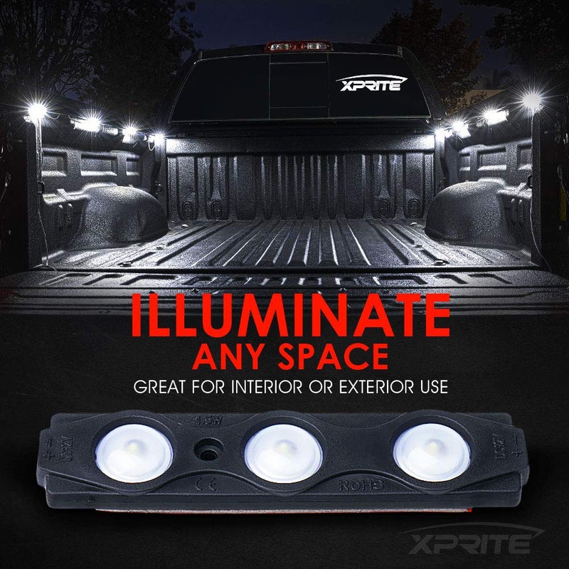 Xprite White Truck Pickup Bed Light Kit, 24 Led Cargo Rock Lighting Kits w/Switch for Van Off-Road Under Car, Side Marker, Foot Wells, Rail Lights - 8 PCS - Image 3