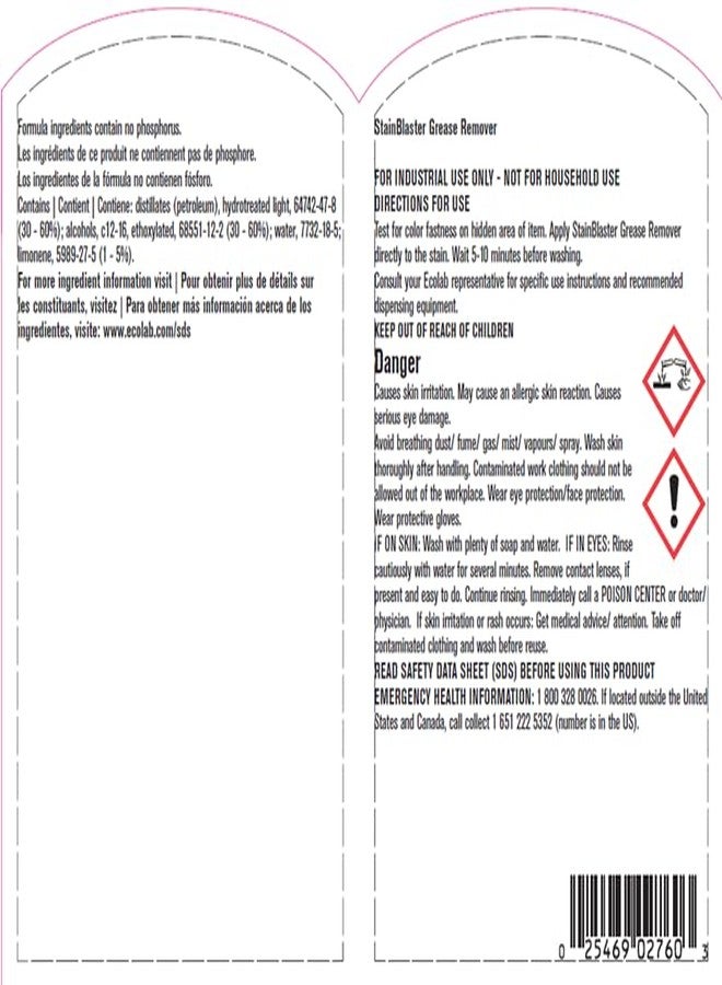 Ecolab Stainblaster Grease Remover Laundry Pre-Spotter- 22 FL OZ - Image 4