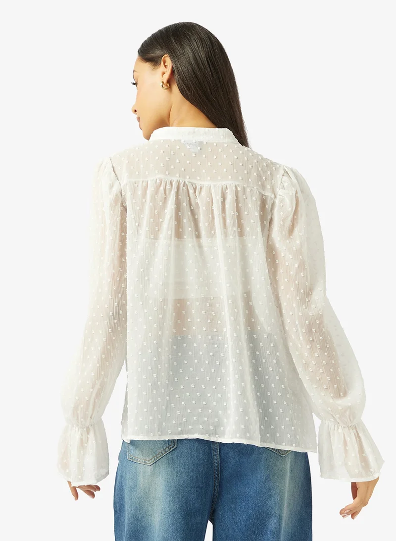 جينجر قميص بأزرار وتفاصيل ثنيات