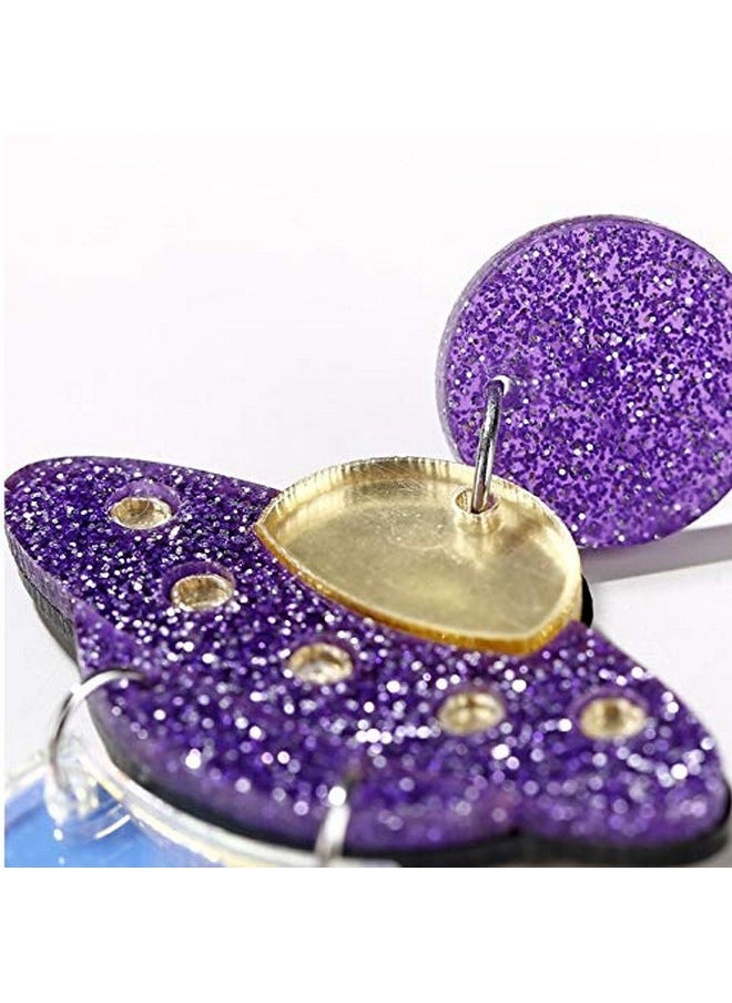 Askana Women`S Fashion And Fun Acrylic Big Cute Ufo Aliens Cosmos And Space Drops Stud Earrings  - Image 2