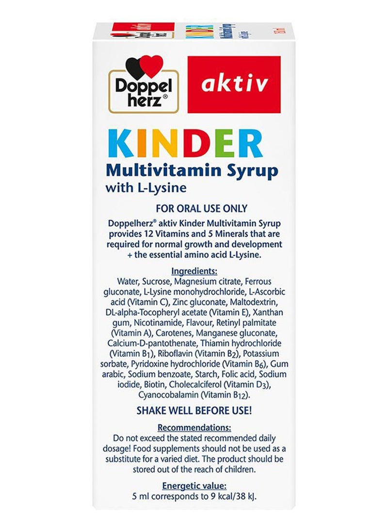 Doppelherz - aktiv Kinder Multivitamin Syrup With L-Lysine 150ml - Image 1