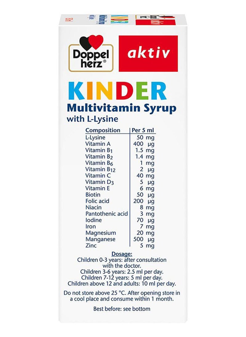 Doppelherz - aktiv Kinder Multivitamin Syrup With L-Lysine 150ml - Image 1