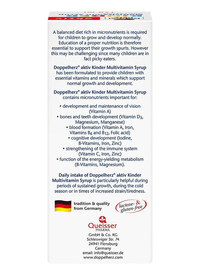Doppelherz - aktiv Kinder Multivitamin Syrup With L-Lysine 150ml - Image 1