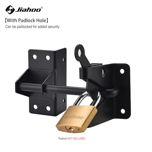 JIAHOO Heavy Duty Automatic Gate Latch for Wooden Fences,Self Locking Metal Gates for Vinyl Fence Outswinging Pool Gate Door Latches, Black - Image 3