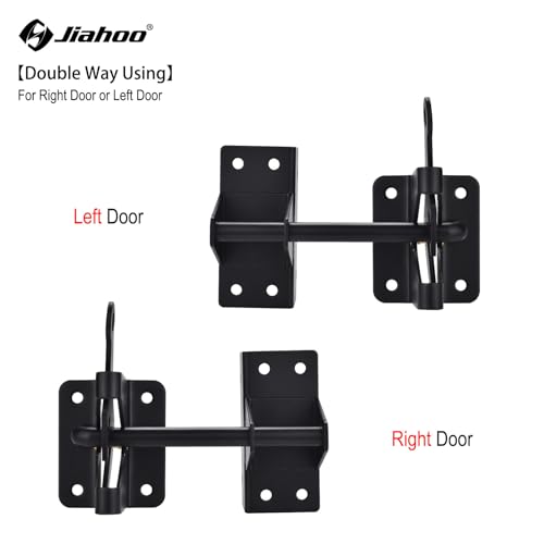 JIAHOO Heavy Duty Automatic Gate Latch for Wooden Fences,Self Locking Metal Gates for Vinyl Fence Outswinging Pool Gate Door Latches, Black - Image 2