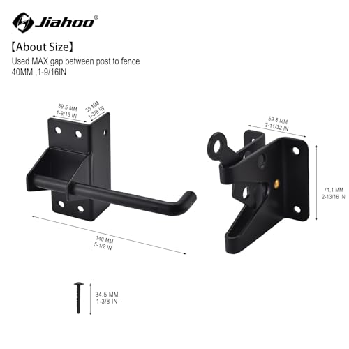 JIAHOO Heavy Duty Automatic Gate Latch for Wooden Fences,Self Locking Metal Gates for Vinyl Fence Outswinging Pool Gate Door Latches, Black - Image 5