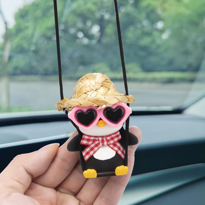 wonuu Cute Penguin Car Pendant with Glasses - Image 5