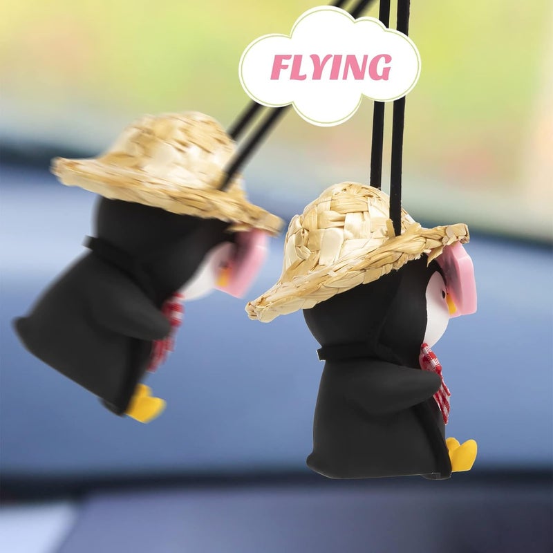 wonuu Cute Penguin Car Pendant with Glasses - Image 4