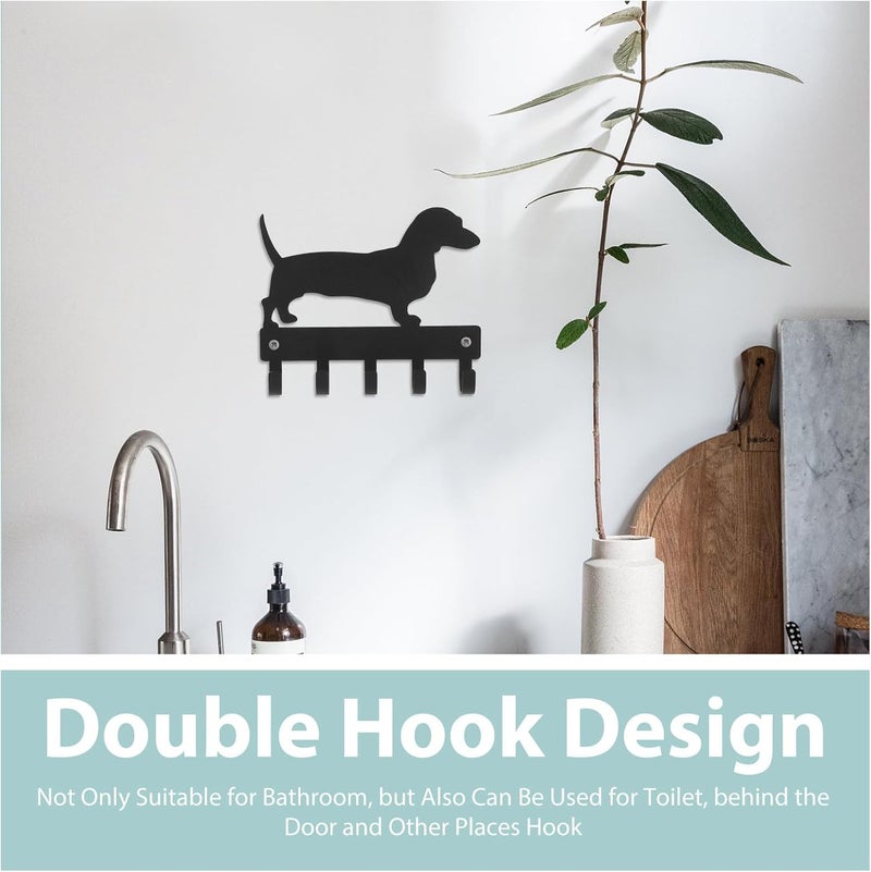 Dog-Shaped Metal Key Holder with Hooks, 6x5 Inch Iron Entryway Rack for Leashes and Accessories, Black Wall-Mounted Coat and Key Organizer for Home Storage - Image 3
