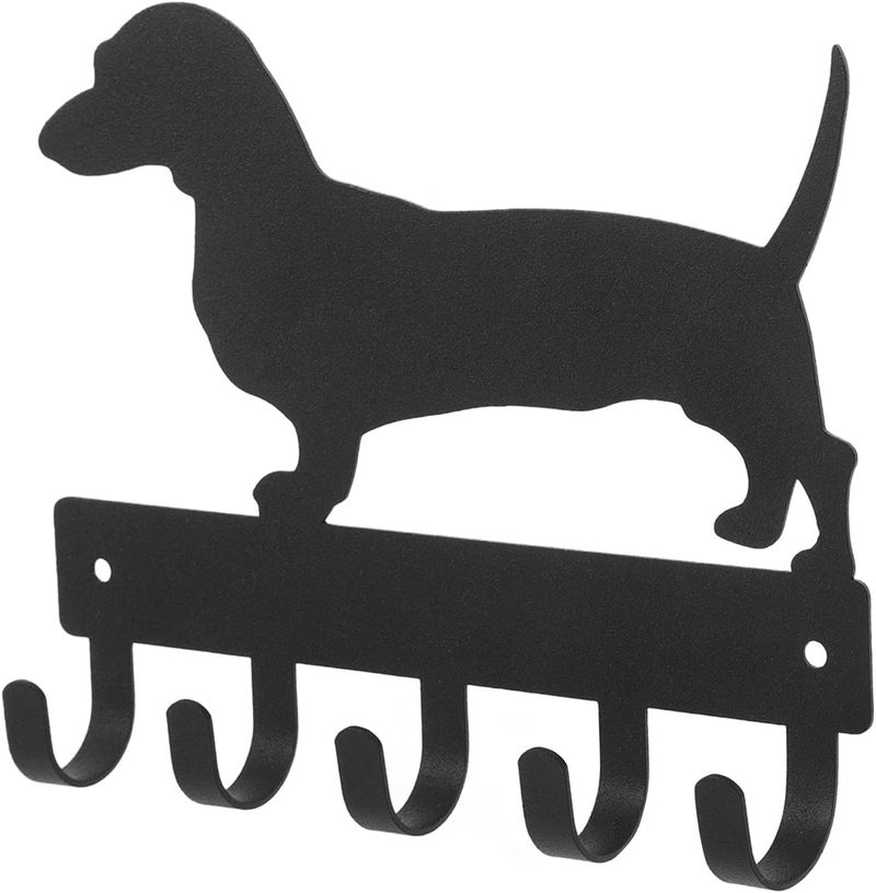 Dog-Shaped Metal Key Holder with Hooks, 6x5 Inch Iron Entryway Rack for Leashes and Accessories, Black Wall-Mounted Coat and Key Organizer for Home Storage - Image 1