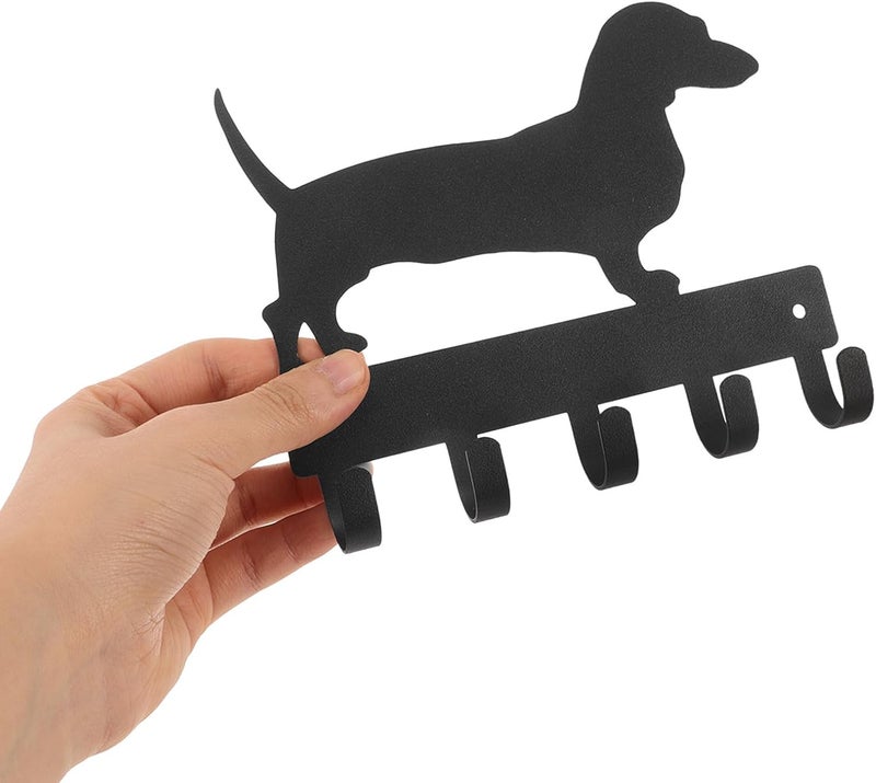 Dog-Shaped Metal Key Holder with Hooks, 6x5 Inch Iron Entryway Rack for Leashes and Accessories, Black Wall-Mounted Coat and Key Organizer for Home Storage - Image 4