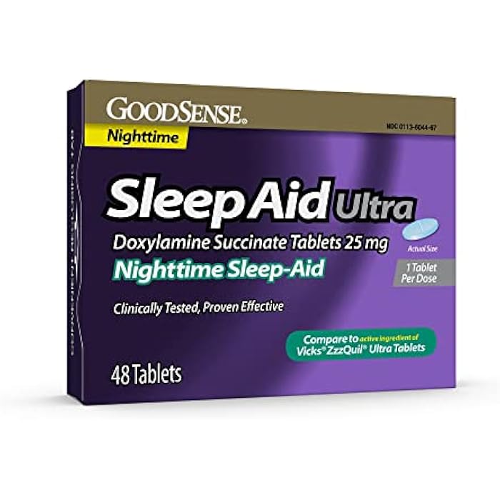 GoodSense Nighttime Sleep-Aid Ultra Tablets, Doxylamine Succinate 25 mg, 48 Count - Image 1