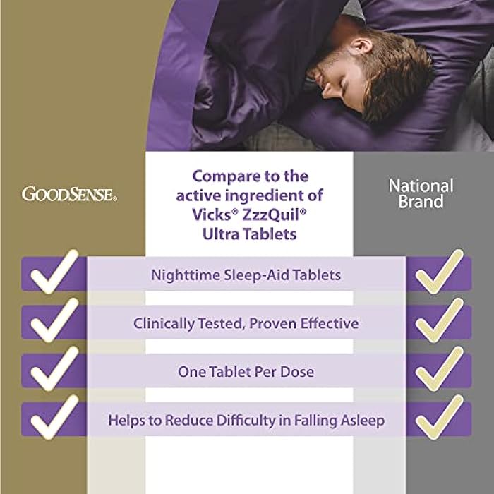 GoodSense Nighttime Sleep-Aid Ultra Tablets, Doxylamine Succinate 25 mg, 48 Count - Image 2