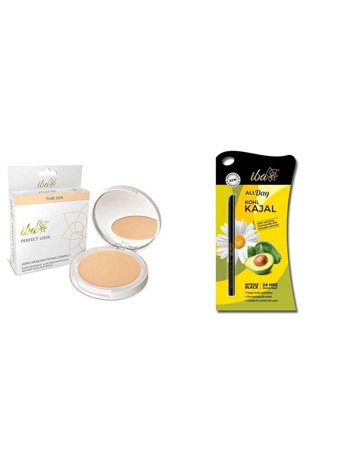 Iba Halal Care Perfect Look Long Wear Mattifying Compact 02 Medium Shell 9G And Iba Halal Care All Day Kohl Kajal Jet Black 0.35G - Image 2