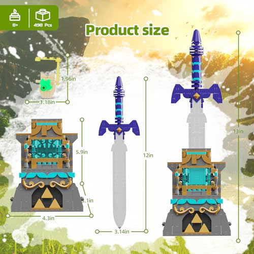 TOY PLAYER BOTW The Master Sword Glowing Building Block Set,Sword Toy Set for Adults Boy Fans Kids Ages 6-12 Year Old（498PCS) - Image 4