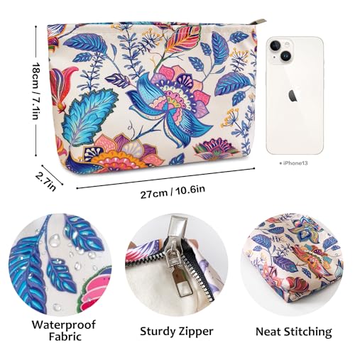 STARDW Aesthetic Floral Makeup Bag Cute Small Cosmetic Bags for Women Girls, Travel Toiletry Bag Large Capacity Zipper Makeup Pouch, Purse Organizer Pouches - Image 3
