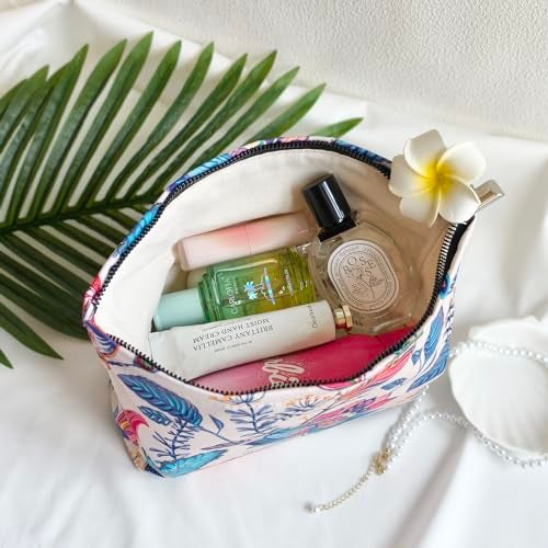 STARDW Aesthetic Floral Makeup Bag Cute Small Cosmetic Bags for Women Girls, Travel Toiletry Bag Large Capacity Zipper Makeup Pouch, Purse Organizer Pouches - Image 5