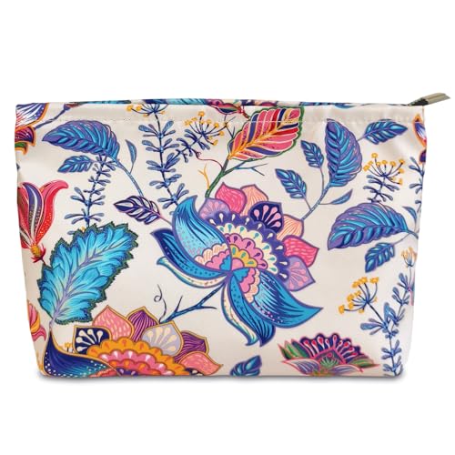 STARDW Aesthetic Floral Makeup Bag Cute Small Cosmetic Bags for Women Girls, Travel Toiletry Bag Large Capacity Zipper Makeup Pouch, Purse Organizer Pouches - Image 1
