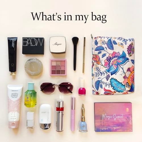 STARDW Aesthetic Floral Makeup Bag Cute Small Cosmetic Bags for Women Girls, Travel Toiletry Bag Large Capacity Zipper Makeup Pouch, Purse Organizer Pouches - Image 4
