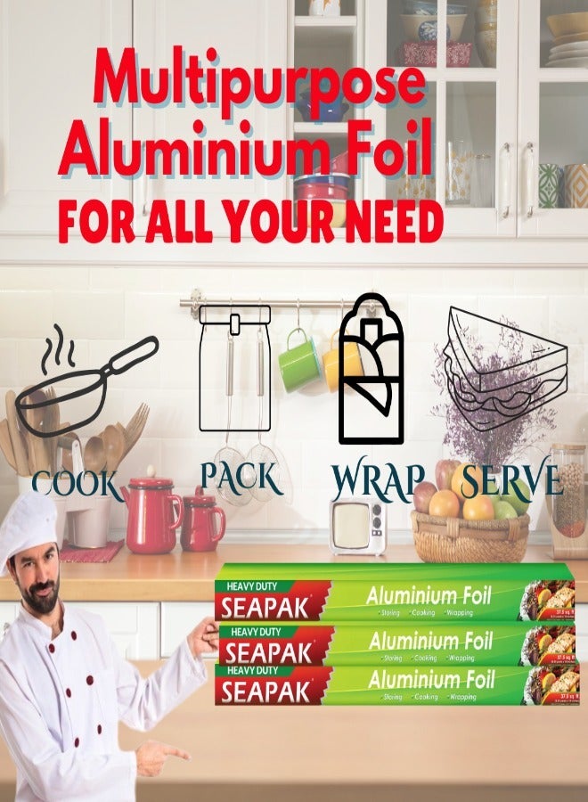 SEAPAK Aluminium Foil 3x37.5 sqft Premium Quality Kitchen Essential for Food Preservation - Image 3