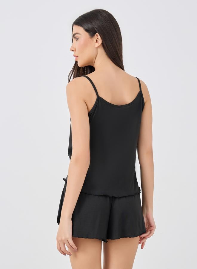 Styli Solid Strappy Top and Shorts Pyjama Set - Image 5