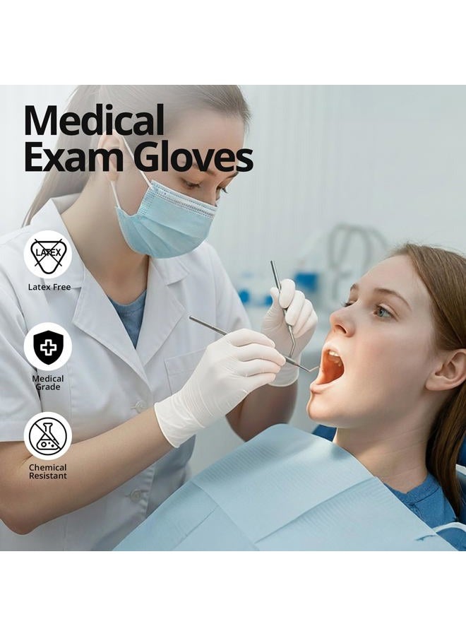 SwiftGrip Disposable Nitrile Examination Gloves, 3 Mil, Medium, Box of 100, Latex Free Disposable White Nitrile Gloves for Medical, Cleaning, Kitchen and Beautician, Suitable for - Image 2