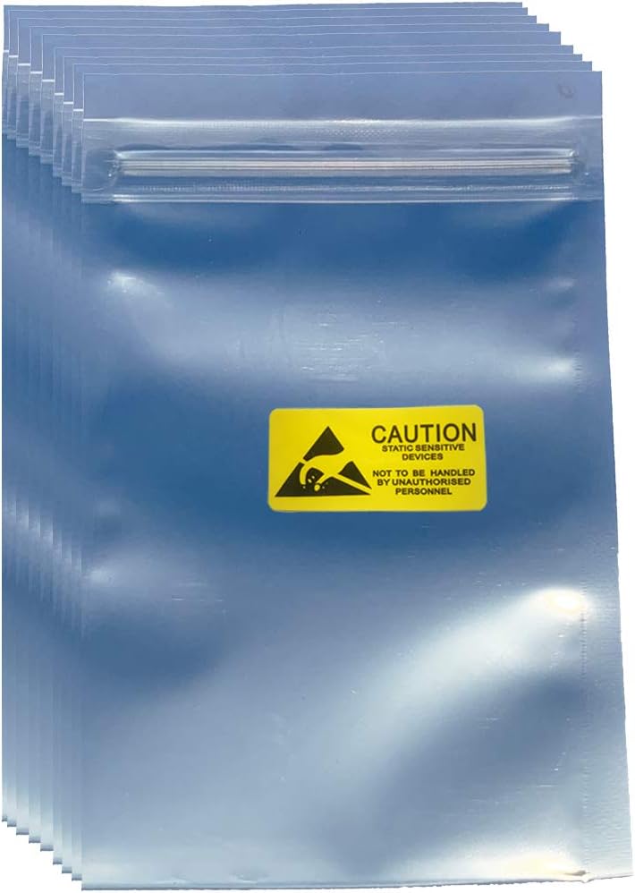 daarcin 100pcs 3.93X5.9in(10X15cm) Anti Static Bags,ESD Bags Resealable for SSD HDD with 100pcs Labels, Antistatic Bag for Hand Drive or Varieties of Electronic Device - Image 1