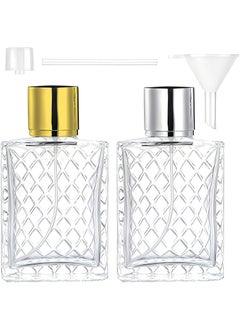 Tookie Tookie 2Pcs 100ml Empty Glass Perfume Atomiser, Portable Clear Perfume Glass Spray Bottle, Refillable Spray Perfume Bottles Fine Mist Cosmetic Container with Filling Funnel for Travel(100ml) 