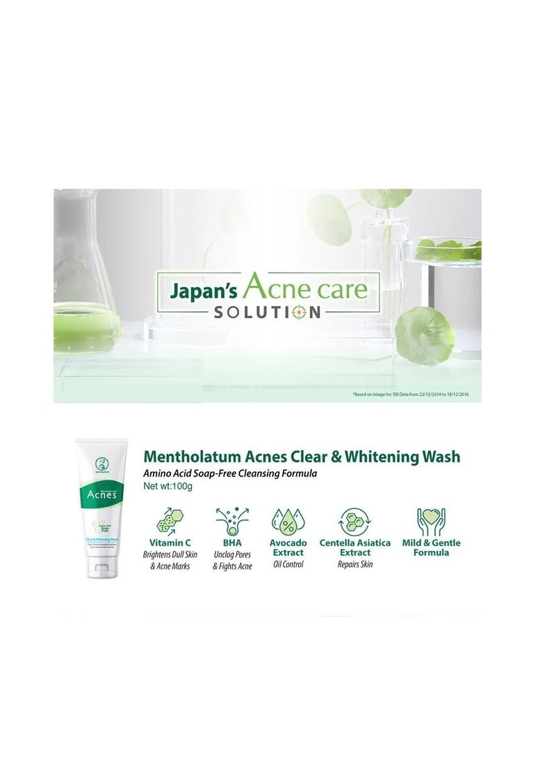 Mentholatum Acnes Clear & Whitening Wash (100g) - Image 2