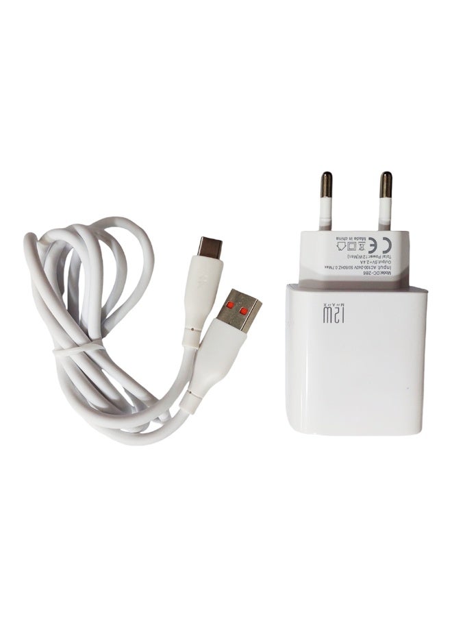 12W 2.4A Auto-ID Wall Charger DC-286 , PD Super Fast Charger with Turbo Power, Overheat Protection & USB to Type-C Cable , Compact Design, Stable Output for Android and USB-C Devices - Image 2