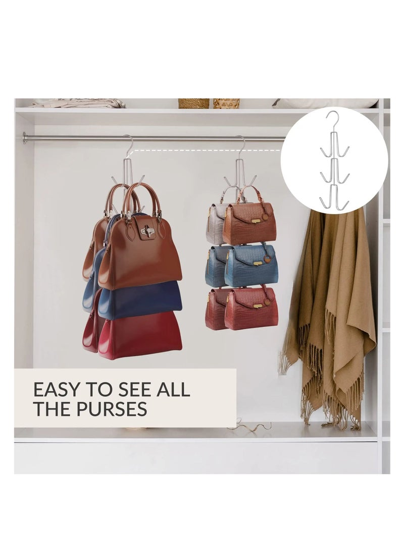 SYOSI Purses Handbags Hangers, Purse Handbag Holder, Closet Organization for Purses Handbags Backpacks Tank Tops Belts, Metal Clothes Hangers,  Space Saving Hangers Magic Hangers，2 Pack - Image 3