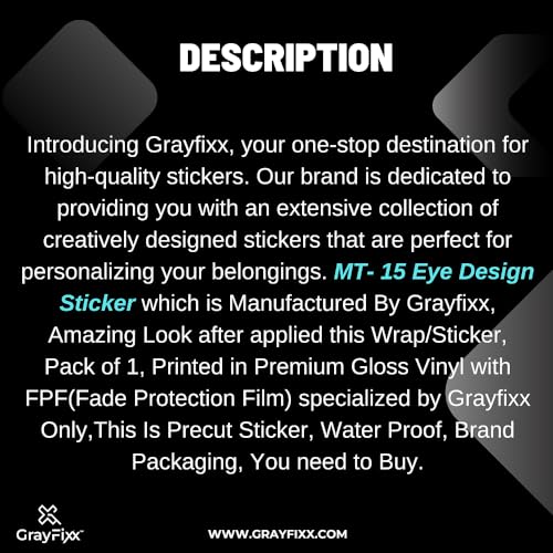Grayfixx MT 15 Sticker for Headlight Eye Design | Made in Premium Gloss Vinyl with FPF (Fade Protection Film), Waterproof, Precut Sticker, Pack of 1 - Image 4