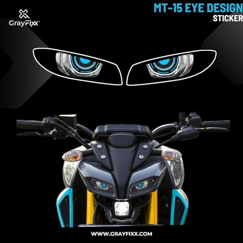 Grayfixx MT 15 Sticker for Headlight Eye Design | Made in Premium Gloss Vinyl with FPF (Fade Protection Film), Waterproof, Precut Sticker, Pack of 1 - Image 2