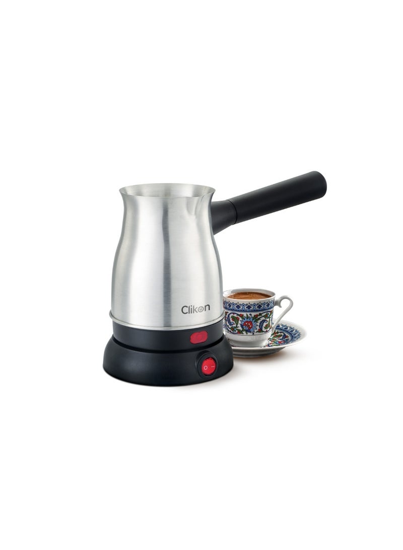 Clikon Turkish Coffee Maker – 600ml Capacity, 360° Rotational Base, Stainless Steel Construction – CK5161 – Silver 600 ml 600 W CK5161 silver - Image 1