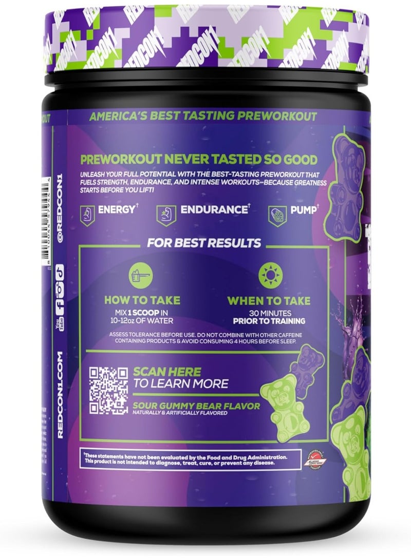 REDCON1 Total War Reloaded Pre Workout Powder, Sour Gummy Blast - Creatine, Beta Alanine + L-Citrulline Malate Keto Friendly for Men & Women with 350mg of Caffeine - Fast Acting (30 Servings) - Image 4