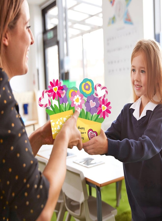 CY2SIDE Teacher’s Day Flower Pot Craft - 28PCS DIY Teacher’s Day Paper Craft Kit for Kids Make Your Own 3D Greeting Card Standing Flower Pot Teacher Appreciation Gift for Classroom Home Fun Activities - Image 4