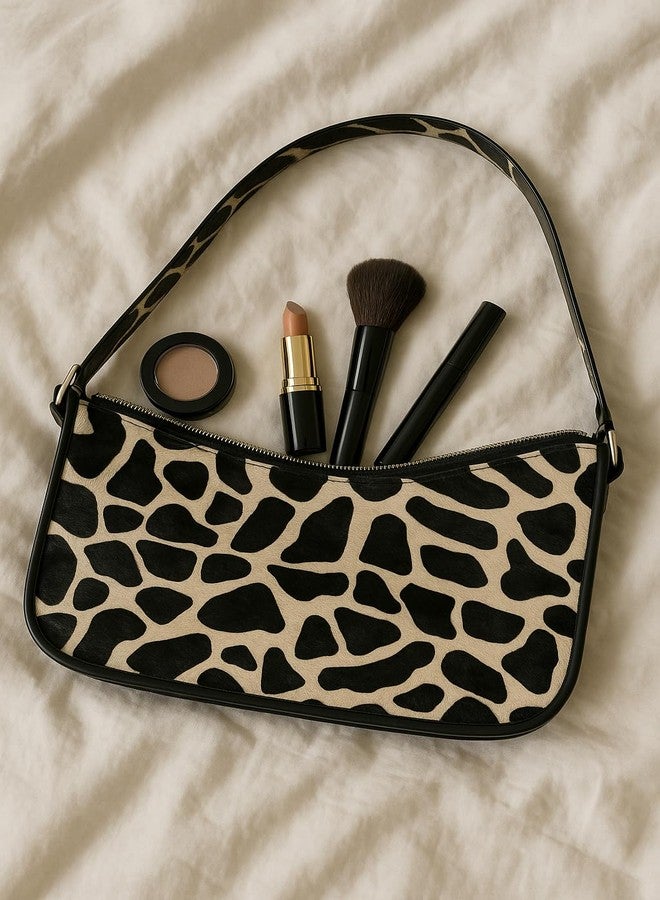 Celtic Zebra Print Hair-On Leather Baguette Shoulder Bag with Zip Closure & Inner Pocket - Image 3